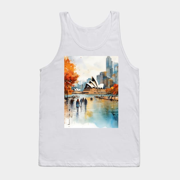 Sydney Australia watercolor pattern Tank Top by Puts Group